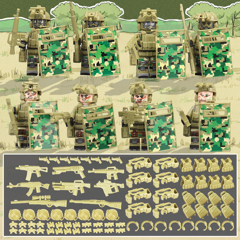 Military Series Block Figures with Equipment Gifts For BF and Kids