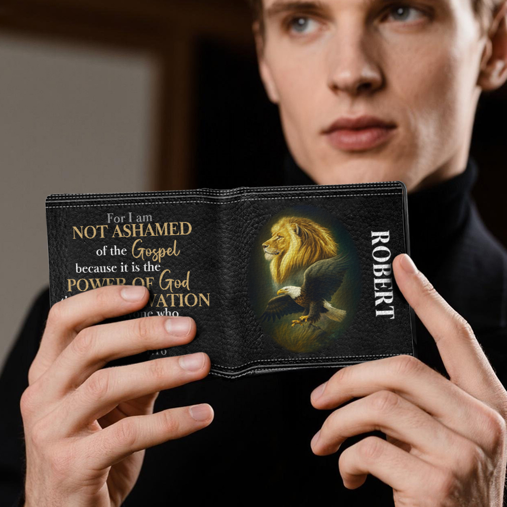 Not Ashamed Of The Gospel Personalized Name Folded Wallet For Men