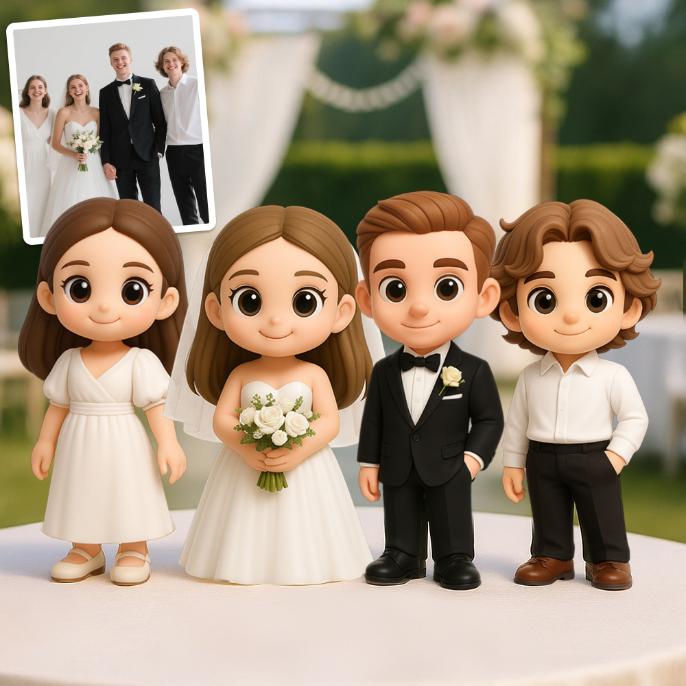 Personalized 3D Action Figure Wedding Party 3D Figurine Set – Celebrate with Your Squad in Miniature Form