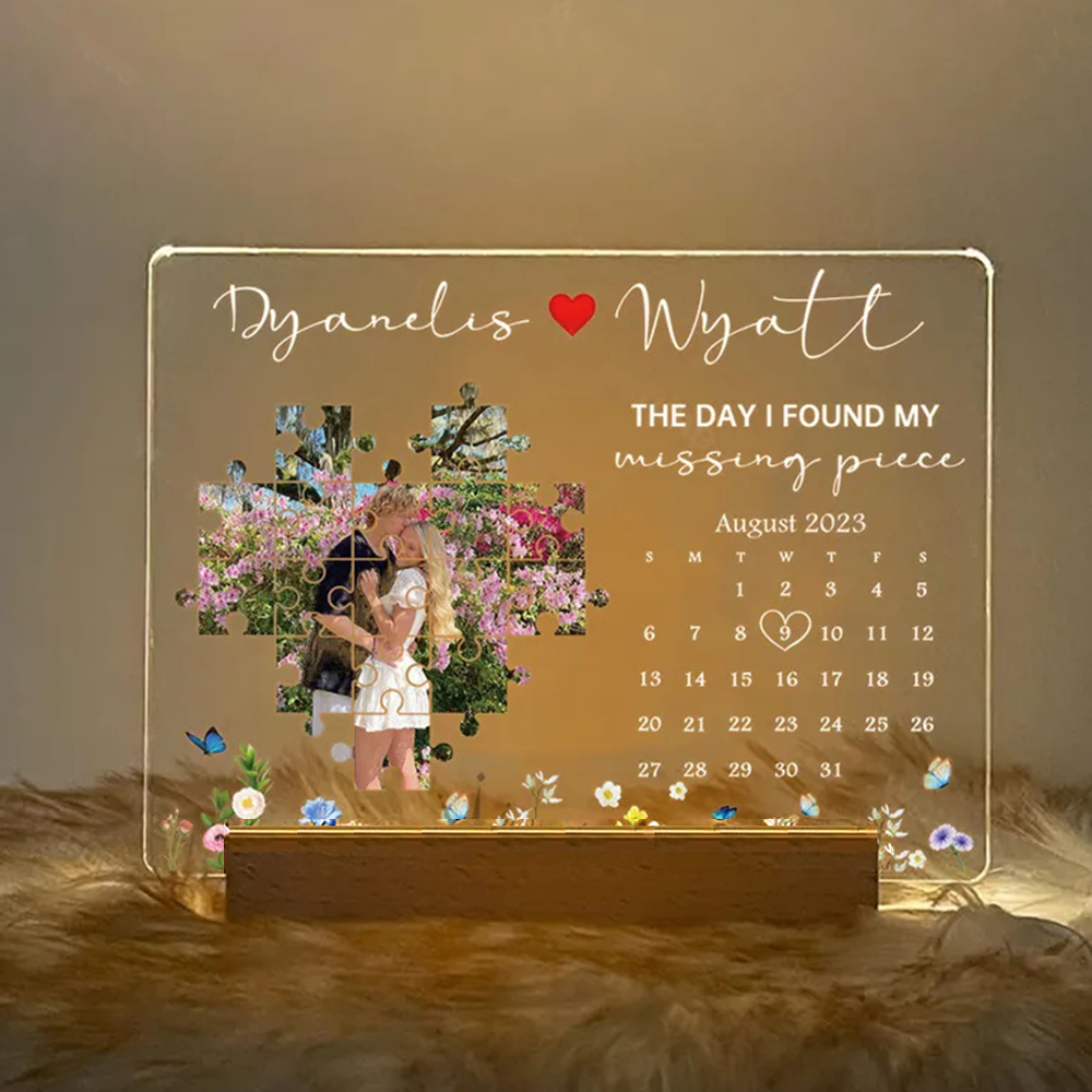 The Day I Found My Missing Piece Light Frame Personalized Gift - myphotowallet