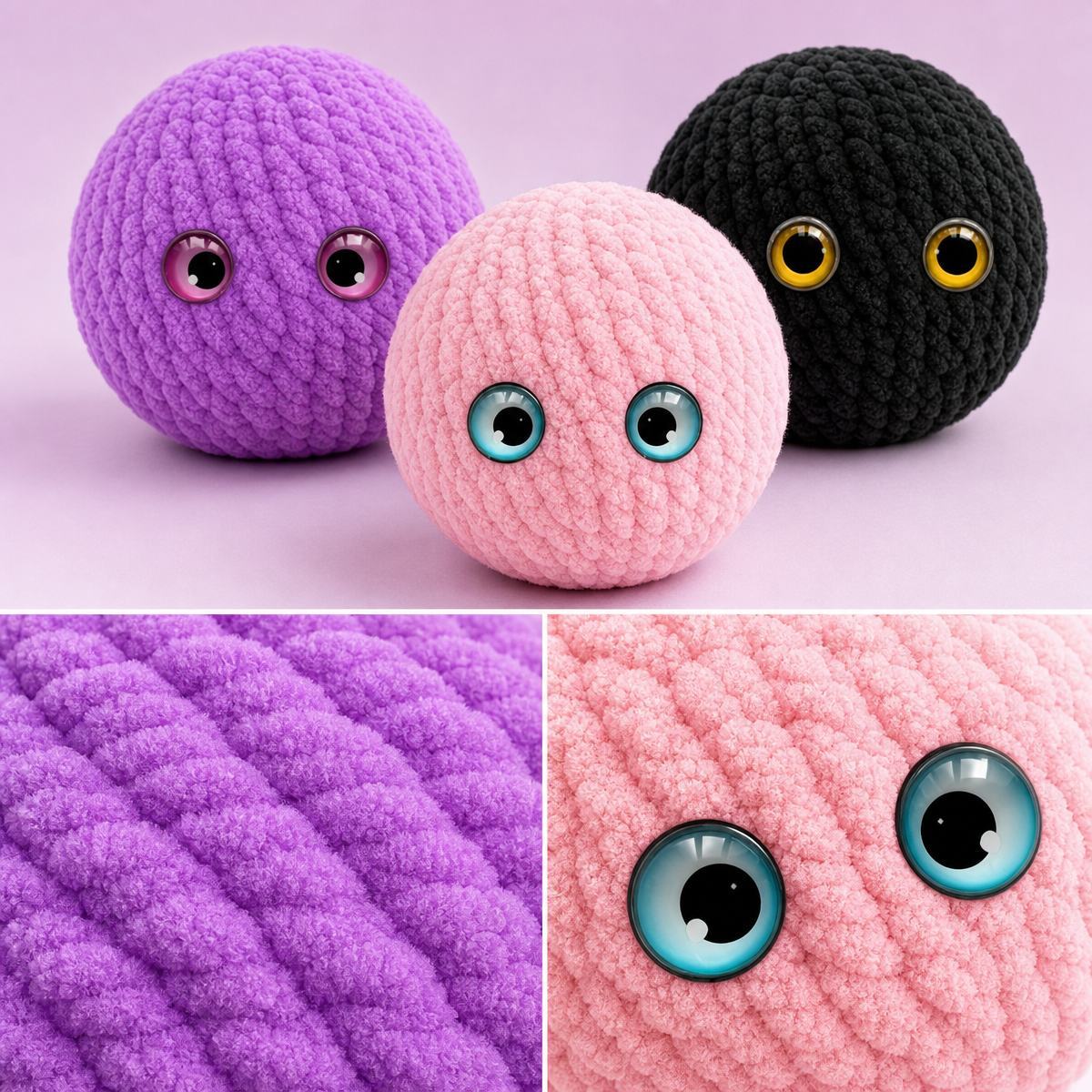 Crochet Bubble Squishy Ball – Soft Handwoven Fidget Toy with Slow-Rising Bubble Pop, Cute Sensory Stress Relief Toy Hand-knitted