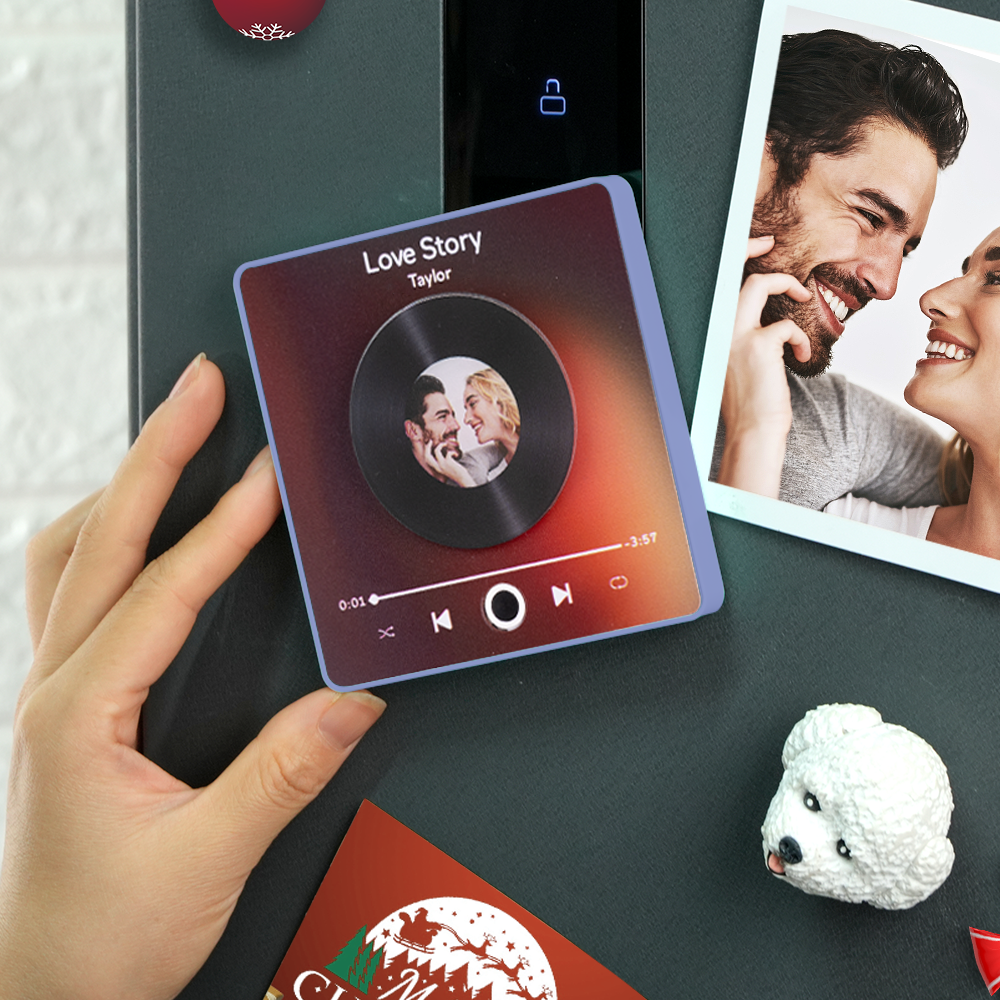 Music Fridge Magnet Personalized Rotatable Photo Album Fridge Magnet Music Wall Photo Sticker Music Movement That Can Be Played Without Cell Phone