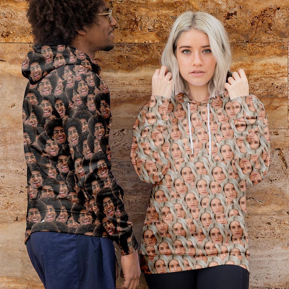 Custom Face Couples Hoodie Casual Printed Photo Hoodie For Couple - 