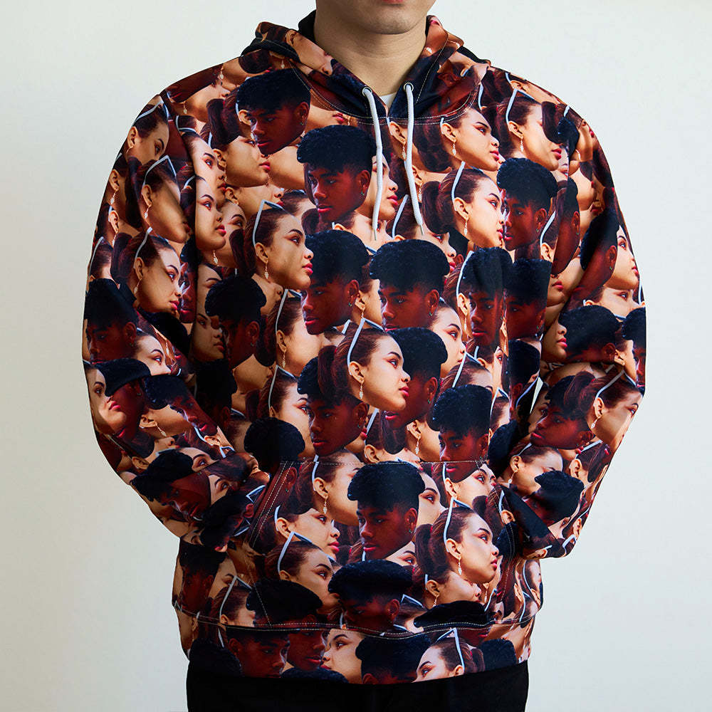 Custom Face Couples Hoodie Casual Photo Hoodie For Loved One - 