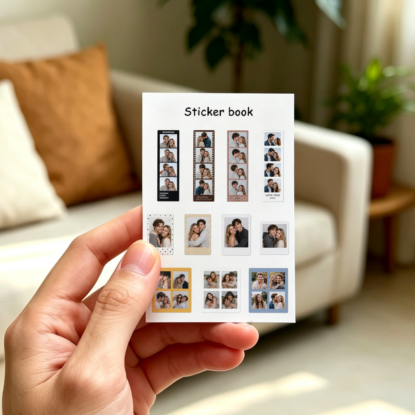 Custom Mini Photo Booth Strip Stickers Personalized Clear Sheet for Phone Case Journaling