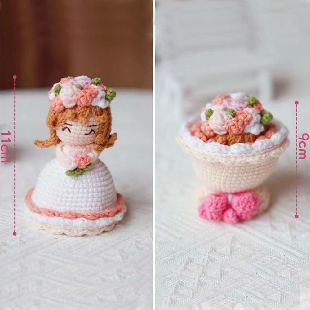 Crochet Doll Crossdressing Bride Flips Wedding Dress Bouquet - Myphotowallet