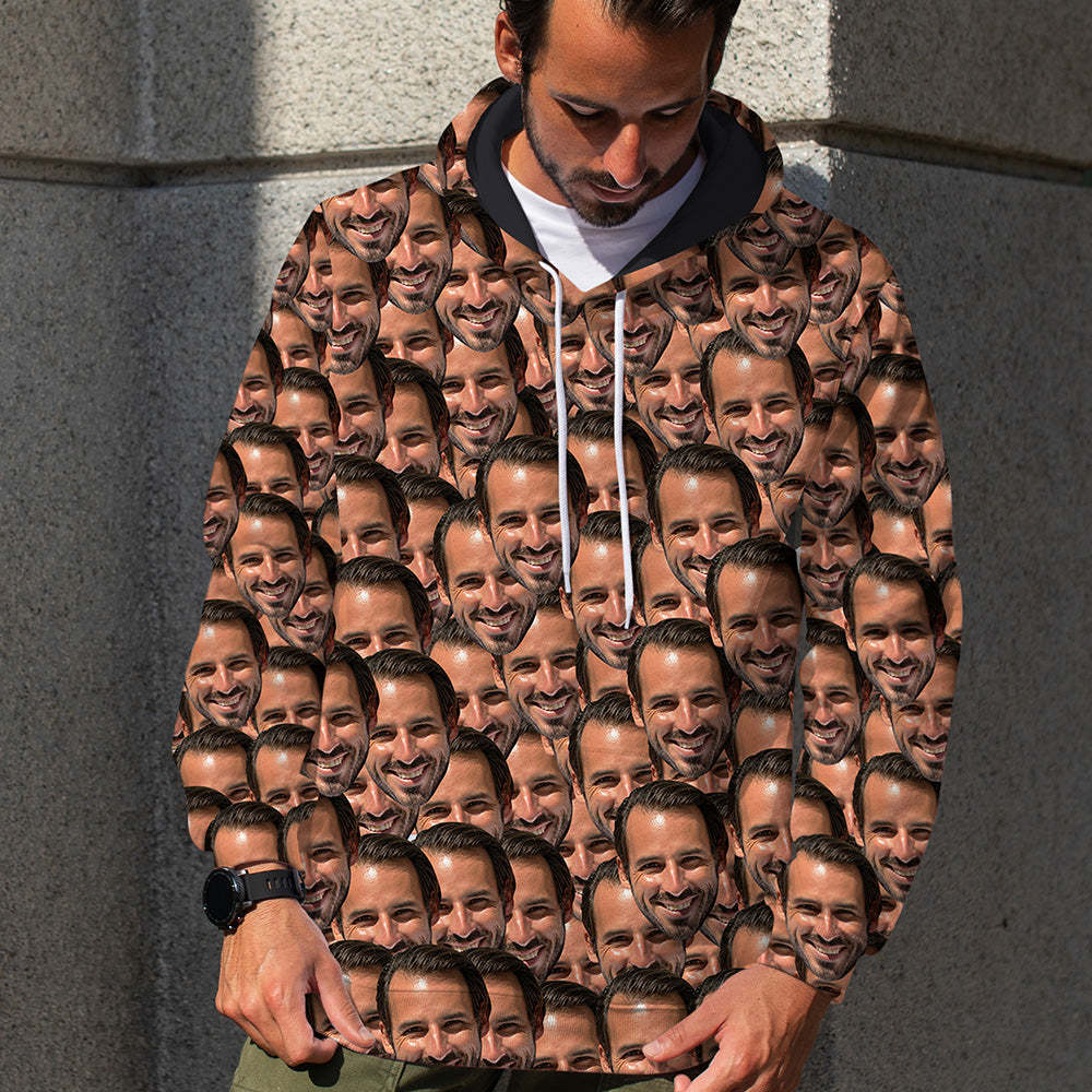 Custom Face Couples Hoodie Casual Photo Hoodie For Loved One - 