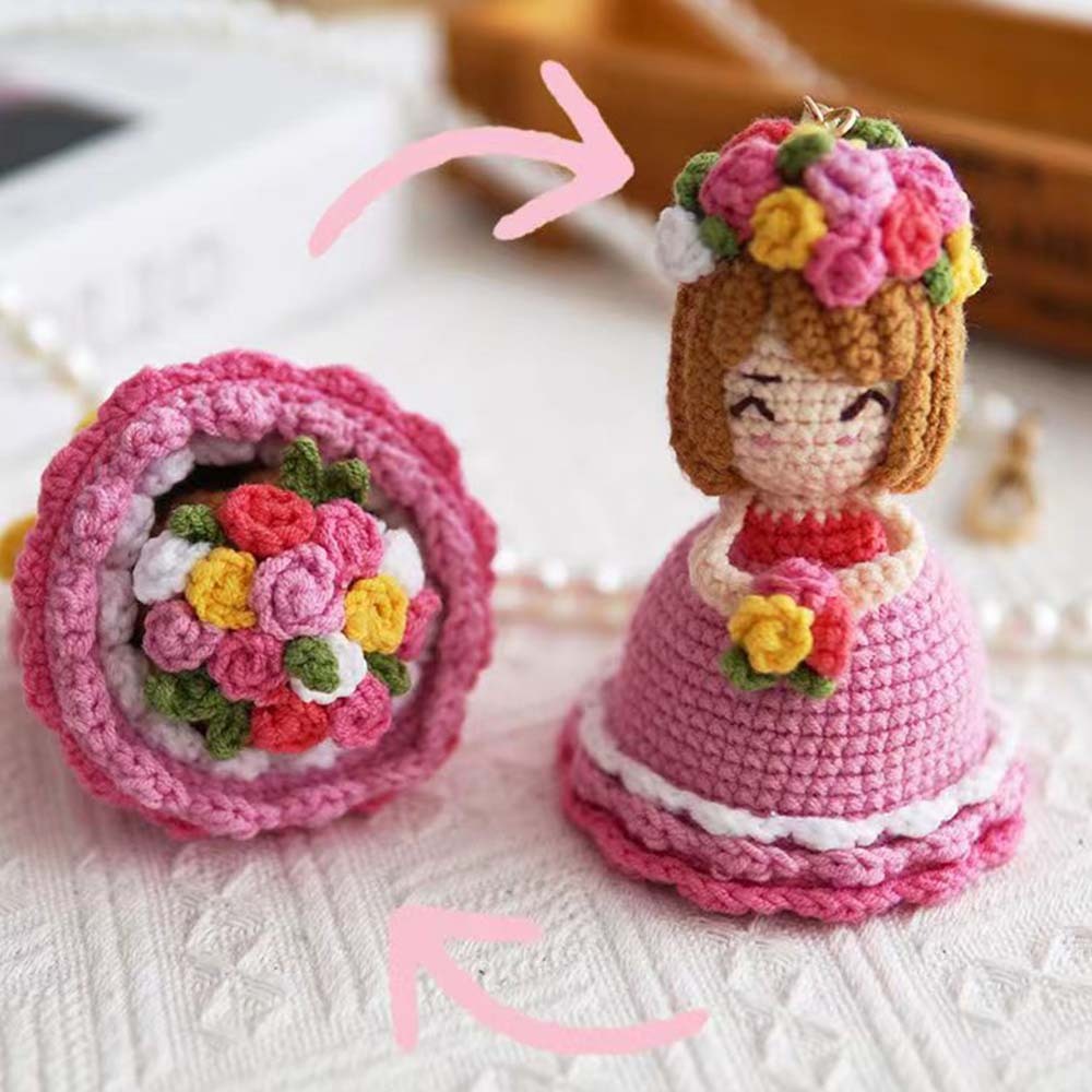 Crochet Doll Crossdressing Bride Flips Wedding Dress Bouquet - Myphotowallet