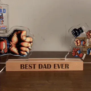 Custom 3D 15mm Thick Super Dad Fist Bump Best Dad Ever Lamp&Decor