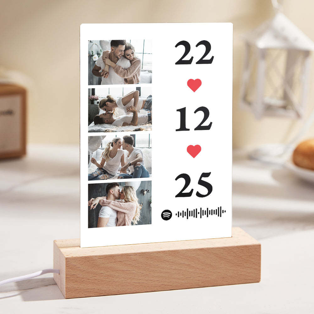 Scannable Music Photo Plaque Custom Spotify Keychain Personalized NightLight Gift For Her - Myphotowallet