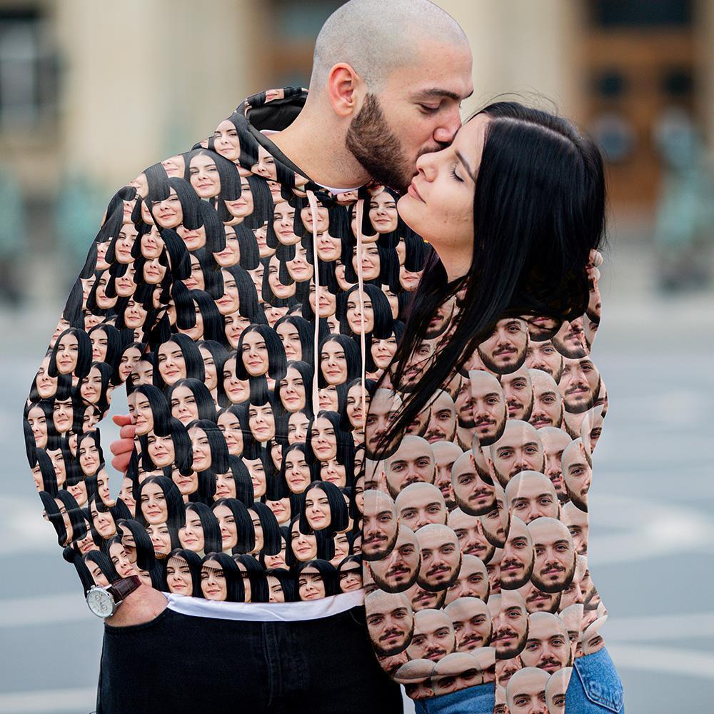 Custom Face Couples Hoodie Casual Printed Photo Hoodie For Girlfriend - 