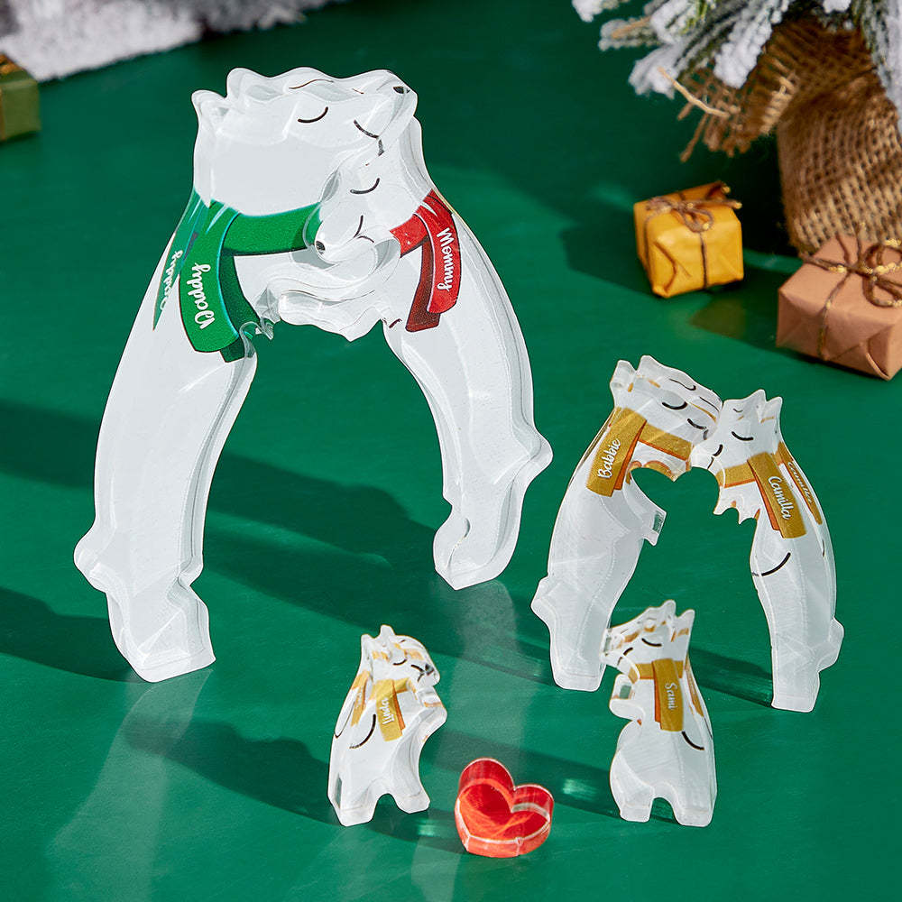 Custom Names Hugging Bear Family Acrylic Bear Family Puzzle Home Decor Christmas Gifts - NameNecklace - myphotowallet