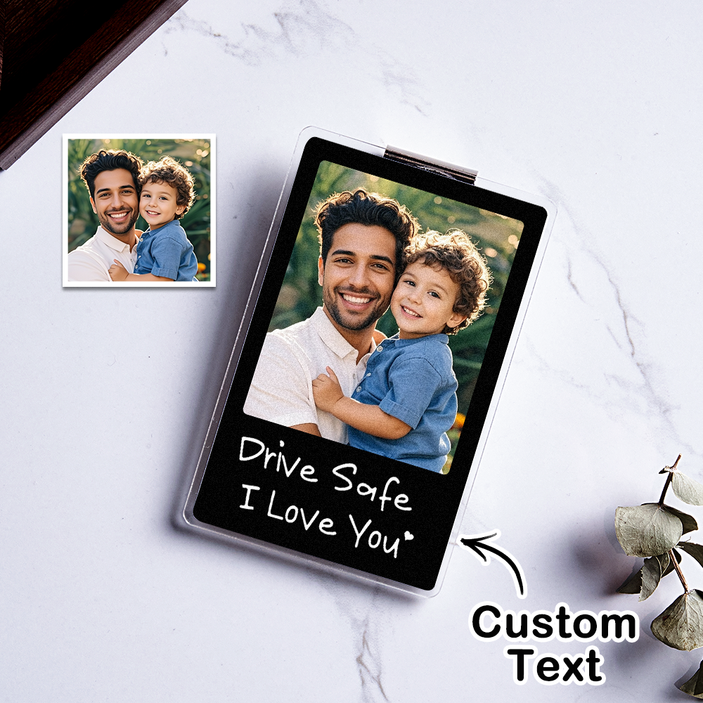 Car Visor Clip with Your Photo - Custom Visor Clip Drive Safe I love you Design - Car Accessories Gifts - 
