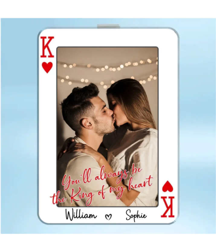 King/Queen Of My Heart Couple Custom Photo - Personalized Acrylic Car Visor - Valentine's Day Gift, Anniversary Gift For Him, For Her