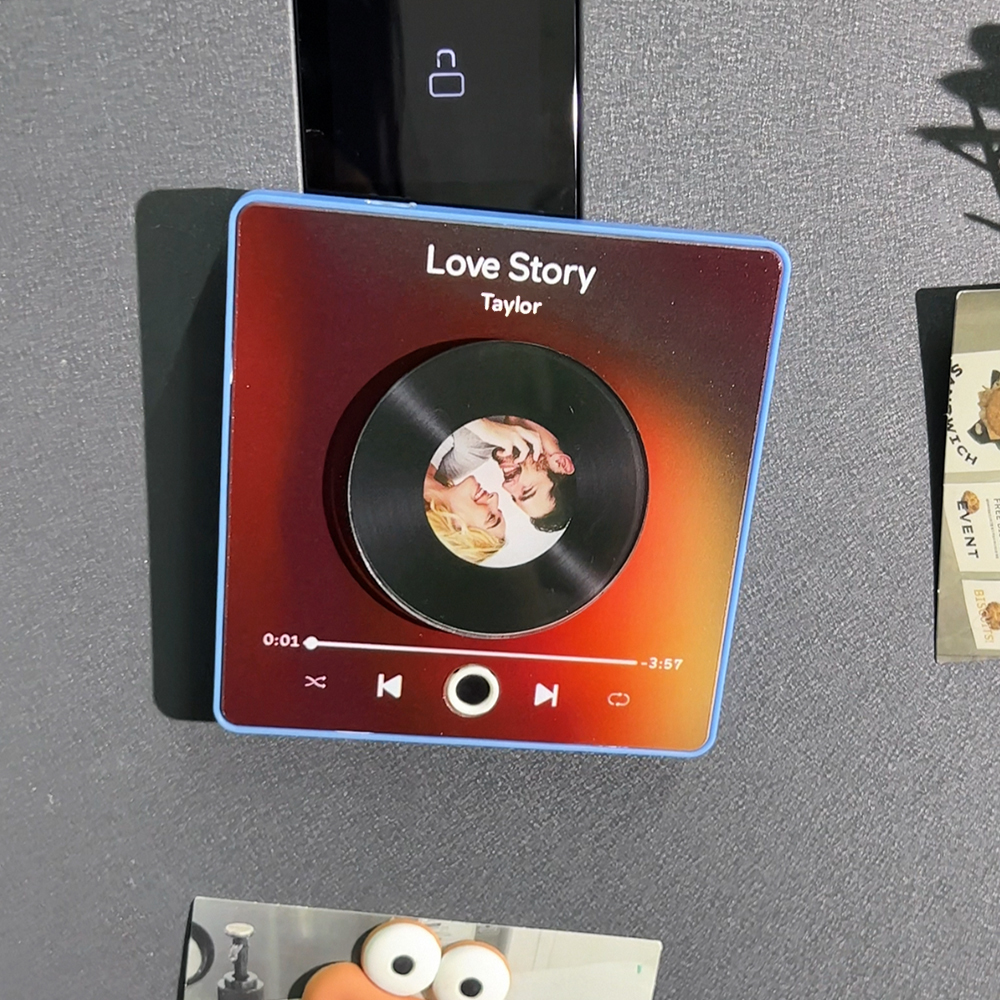 Music Fridge Magnet Personalized Rotatable Photo Album Fridge Magnet Music Wall Photo Sticker Music Movement That Can Be Played Without Cell Phone