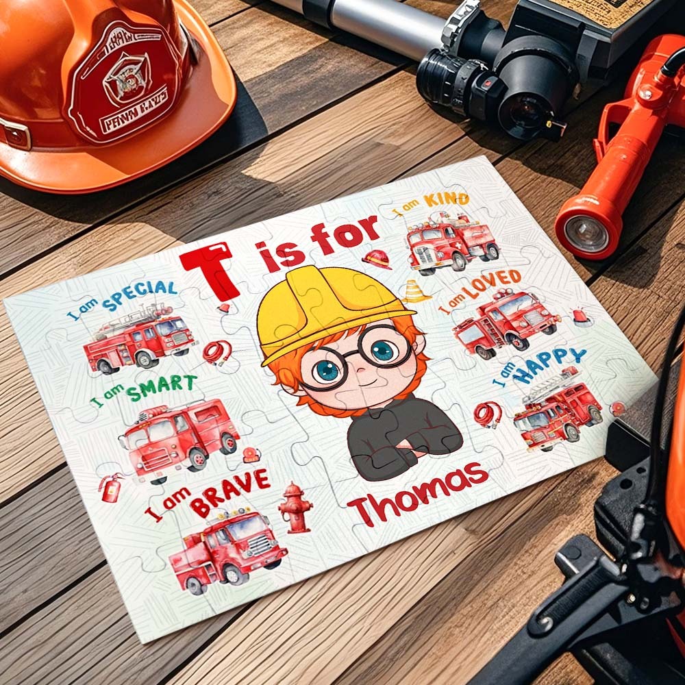 Personalized Fire Truck Jigsaw Puzzle for Kids Unique Jigsaw Puzzle for Children, Perfect for Fun Learning and Play -