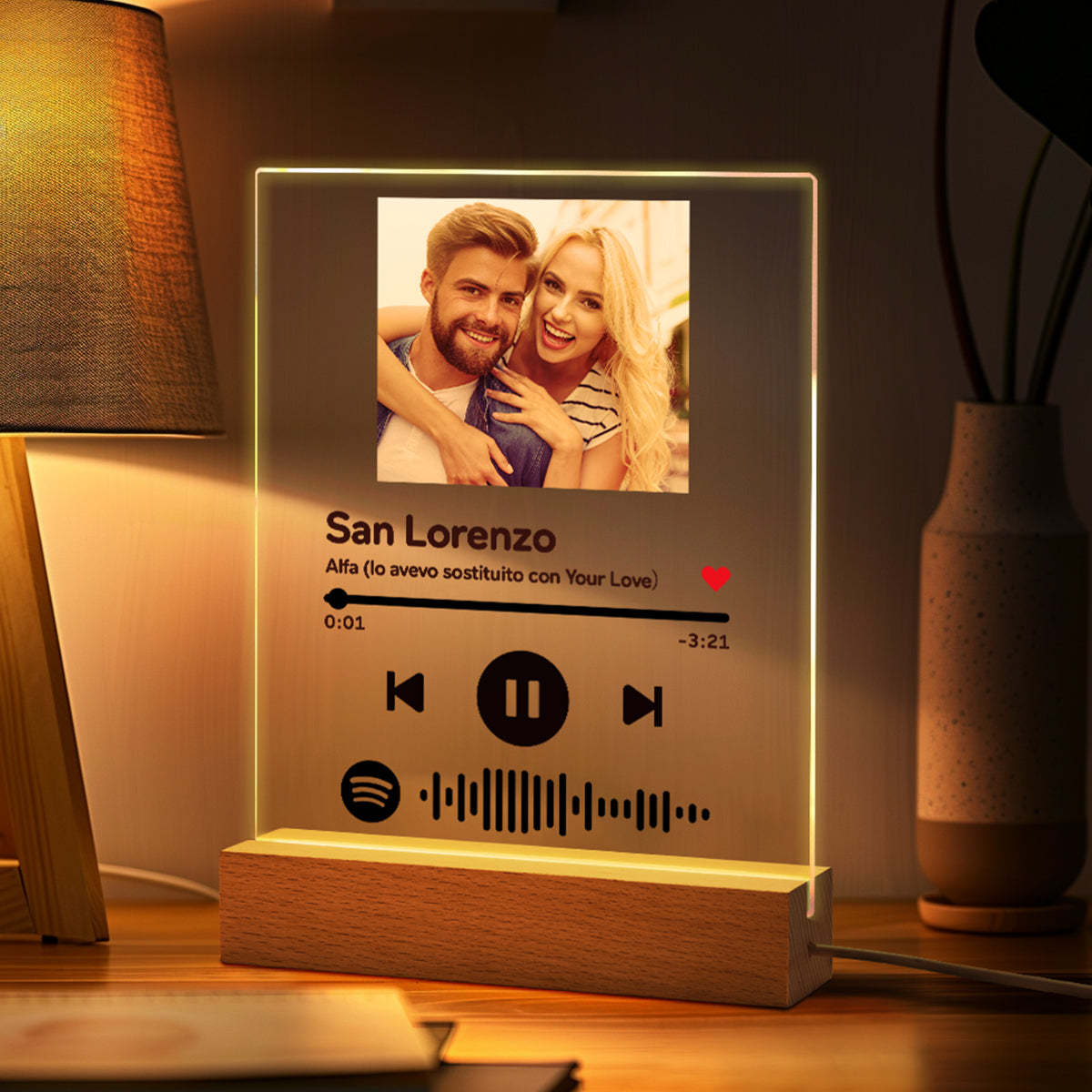 Custom Spotify Code Acrylic Music Plaque Night Light Spotify Art Glass Lamp