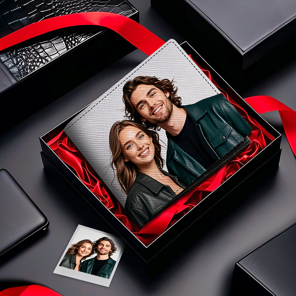 Personalized Photo Men's Wallet with Custom Text on Back Birthday Gifts for Him
