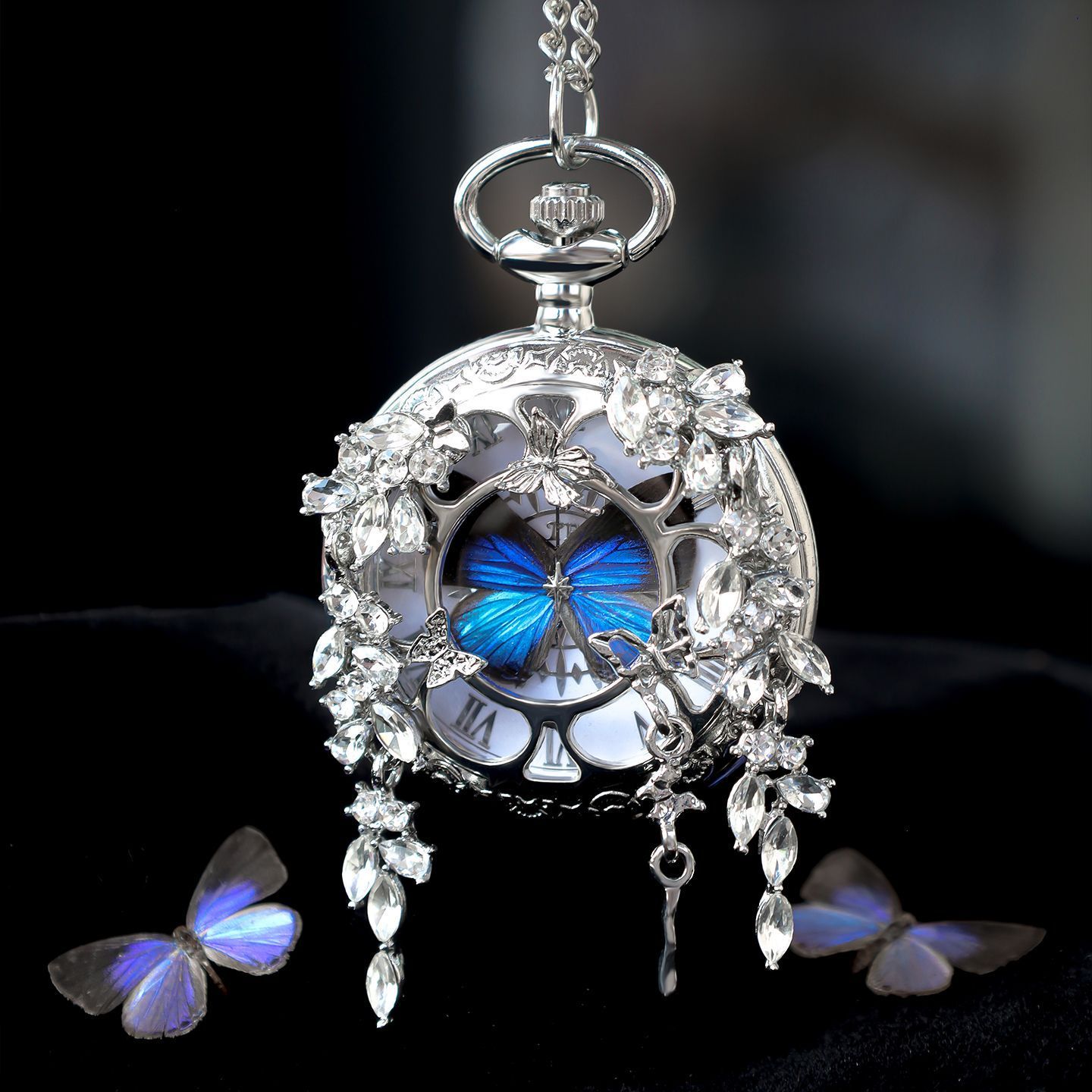 The "Timeless Butterfly" Vintage Locket Necklace & Pocket Watch