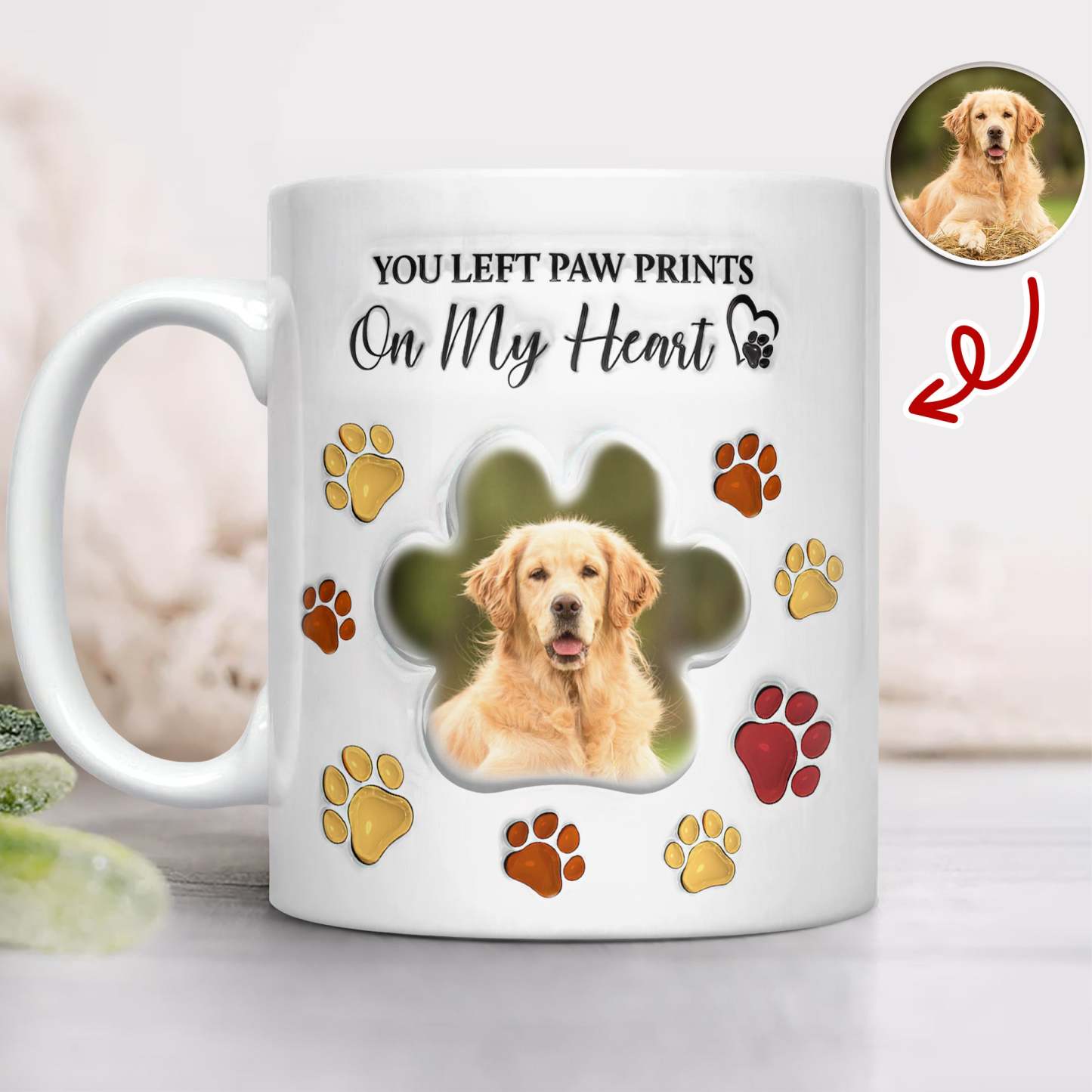 Custom Photo Forever In My Heart Memorial 3D Inflated Effect Printed Mug - 