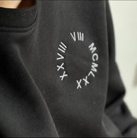 Custom Engraved Hooded Embroidery Round Neck Roman Numeral Date Couple Gifts - 