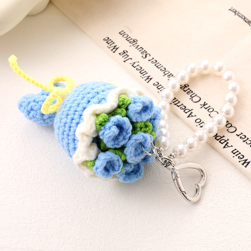 Premium Rose Crochet Phone Charm Keychain Wristlet Fashion Accessory