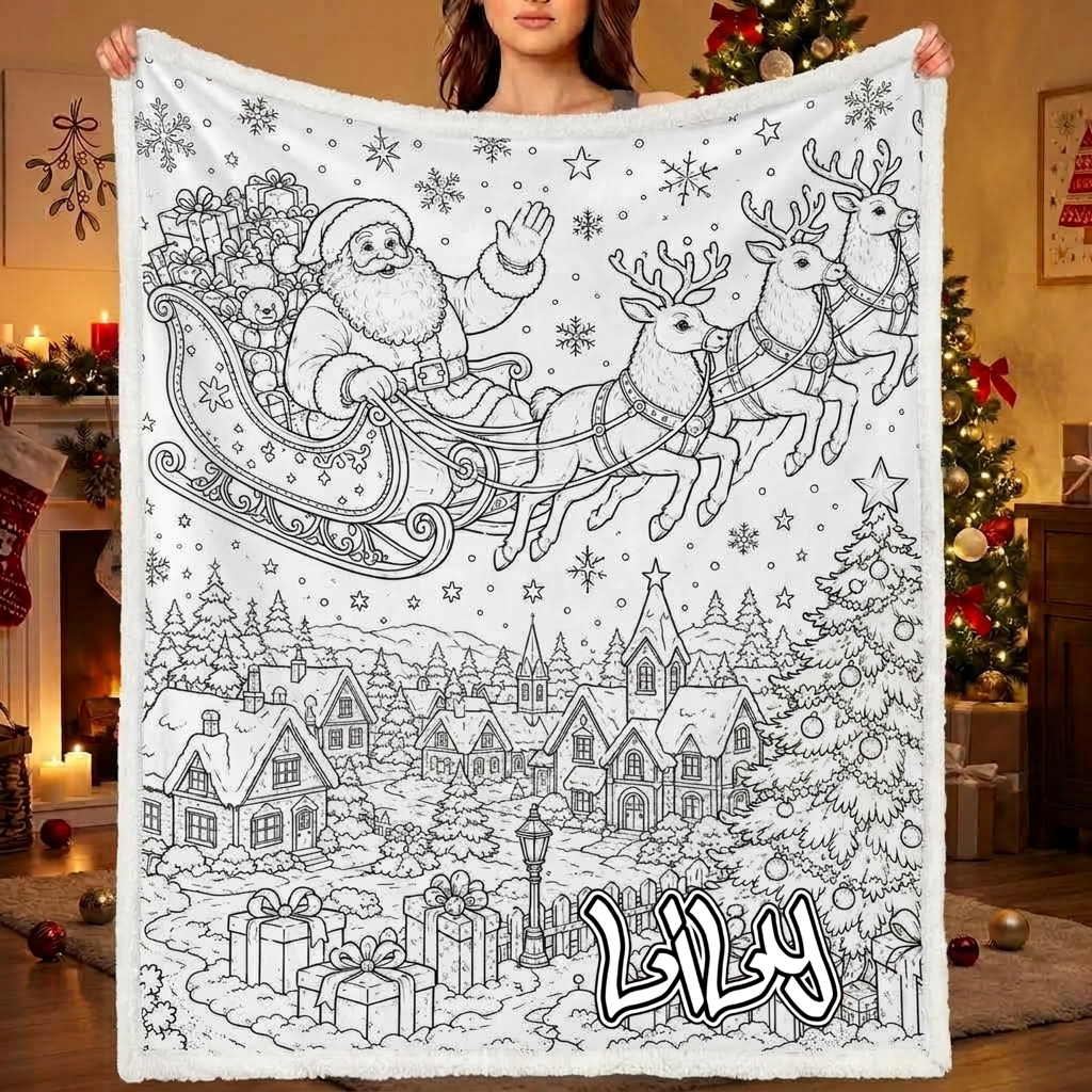 DIY Drawing Blanket (Optional 24-Color Marker Set) Create Your Art Blanket Washable Keepsake Blanket for Kids & Adults -
