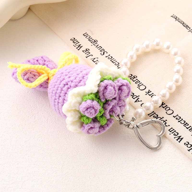 Premium Rose Crochet Phone Charm Keychain Wristlet Fashion Accessory