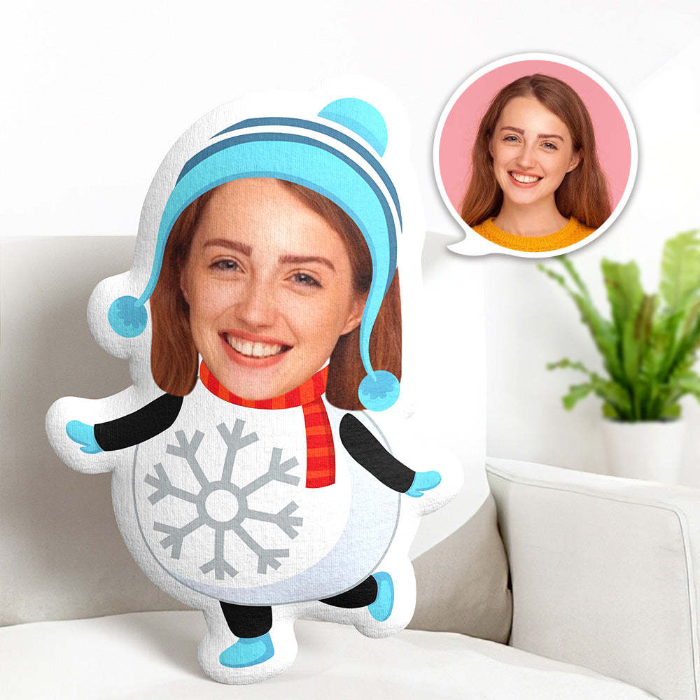 Custom Face Pillow Snowman Minime Throw Pillow Personalized Photo Minime Pillow Christmas Gift - MyFaceTshirt