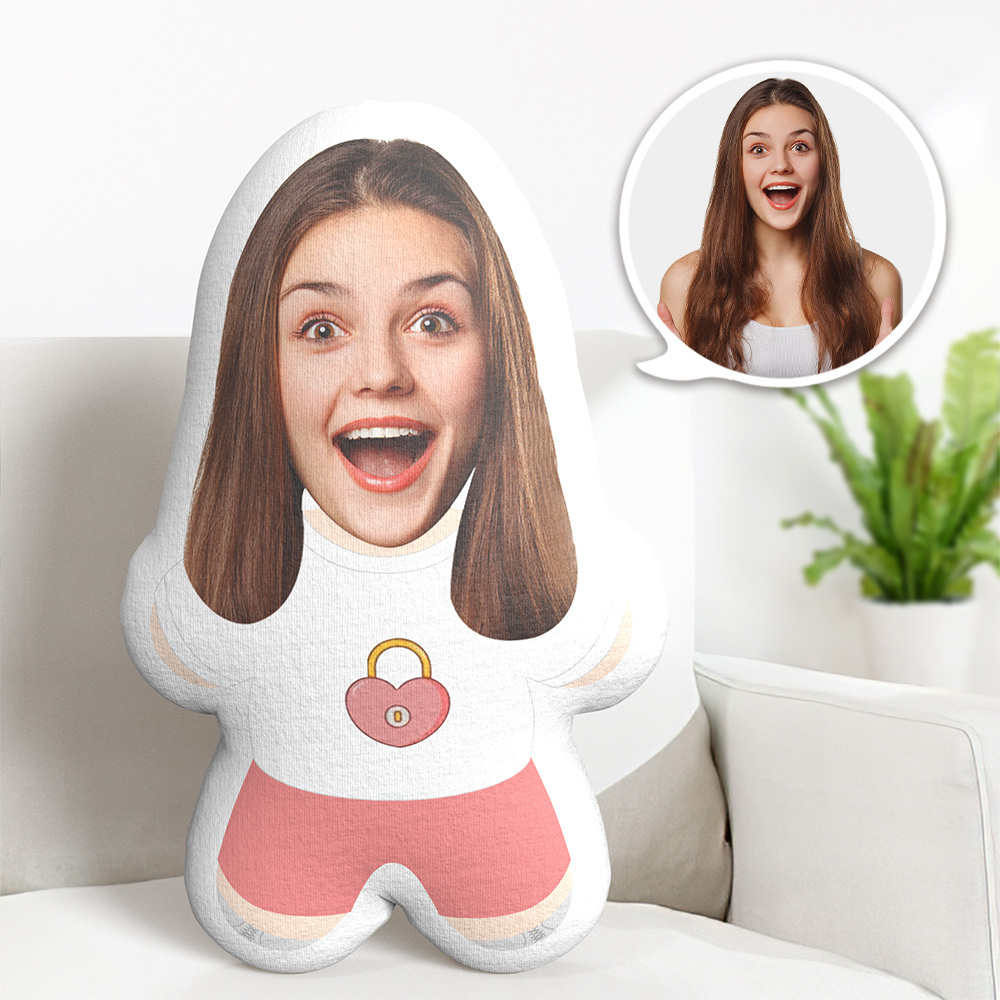 Custom Love Lock Minime Photo Throw Pillow Personalized Minime Photo Throw Pillow Gifts Valentine's Day Gifts - MyFaceTshirt