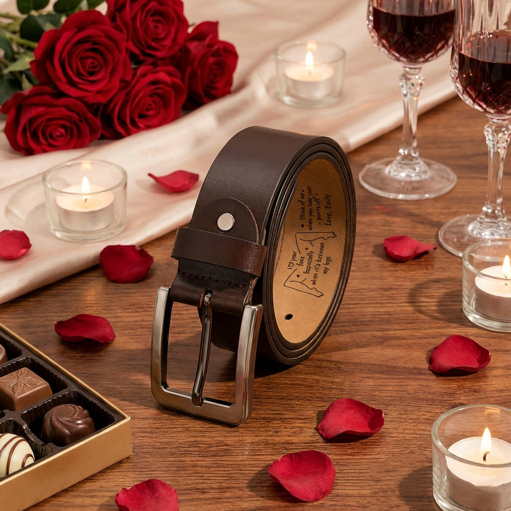 I Love Your Face Especially When It's Between My Legs - Personalized Engraved Leather Belt