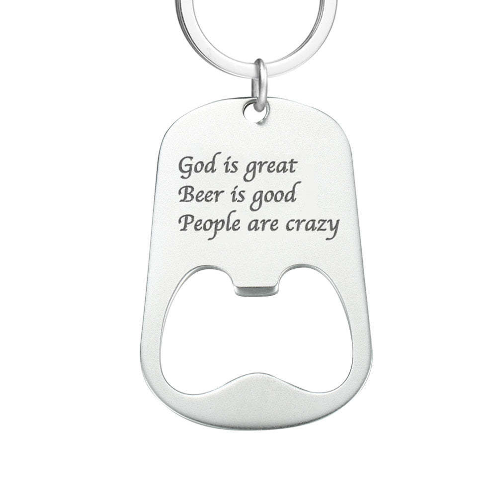 Custom Photo Engraved Keychain | Oktoberfest Beer Bottle Opener Gifts For Men