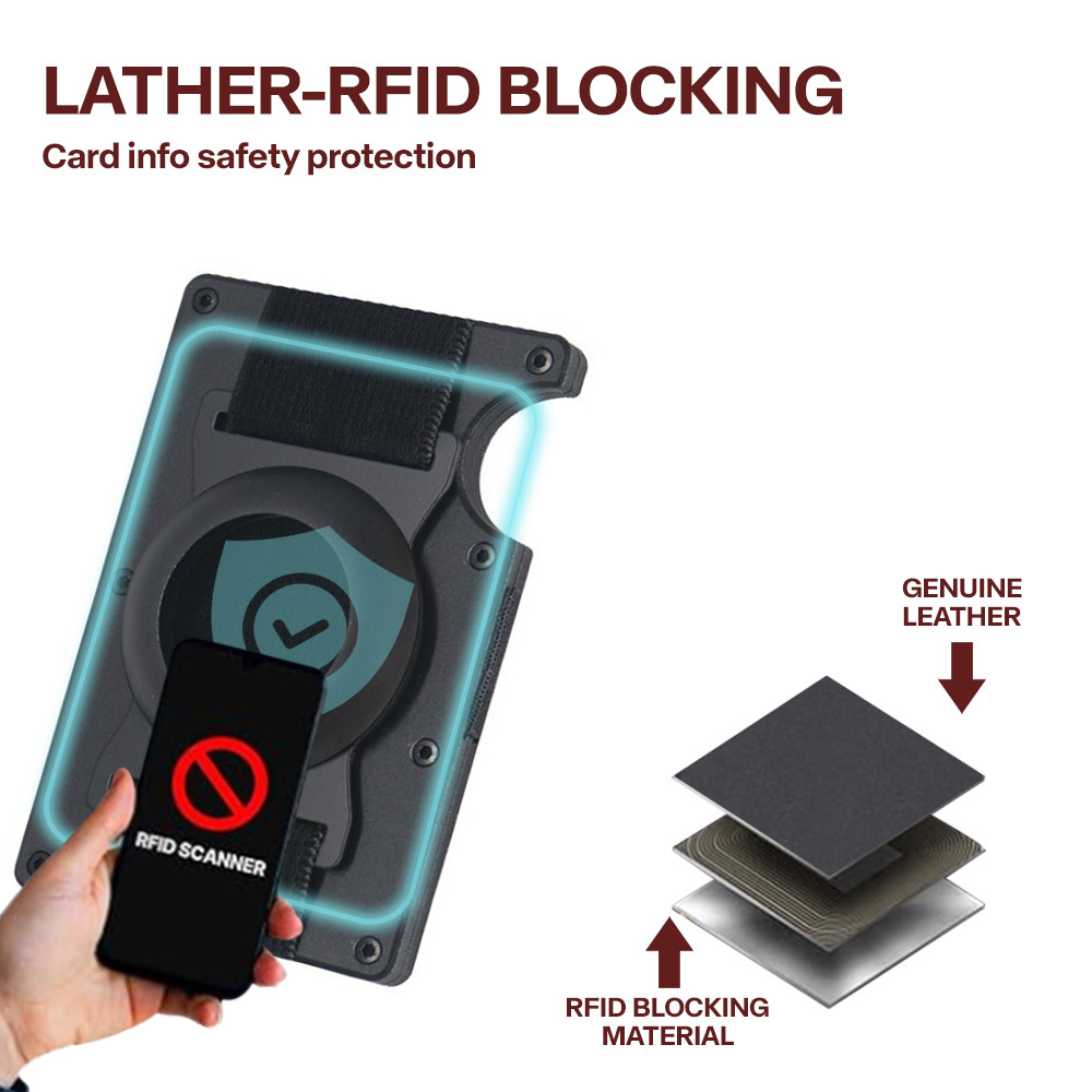 Metal Money Clip with AirTag Tracker - Aluminum RFID-Blocking Card Holder Wallet