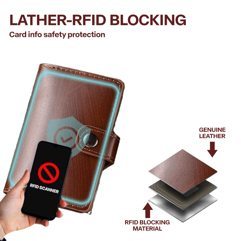 Men’s RFID Blocking Metal Card Wallet: Automatic Ejection, Aluminum Construction, Anti-Magnetic & Anti-Theft Design