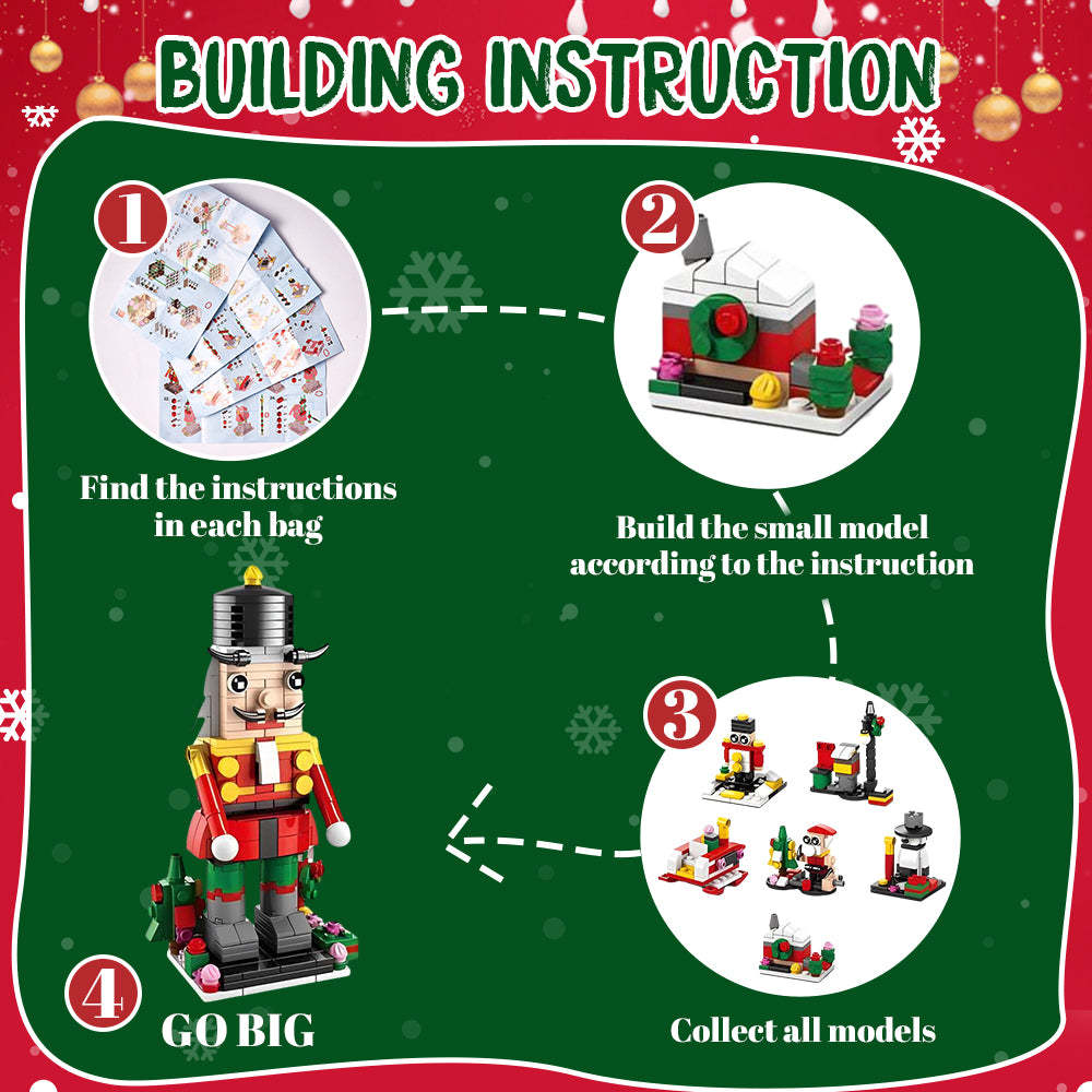 Christmas Brick Figures  Surprise Blind Box  24 Calendar Countdown Gift Box Nutcracker Brick Figures Blind Box - 