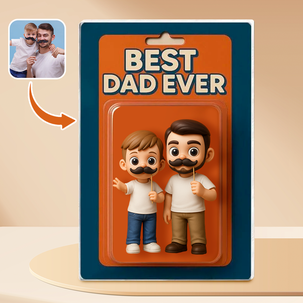 Gifts for Dad Personalized Father's Day Gift , Custom Photo Dad And Kids Action Figure Acrylic Block, Best Dad Ever Block Plaque, Gift For Husband