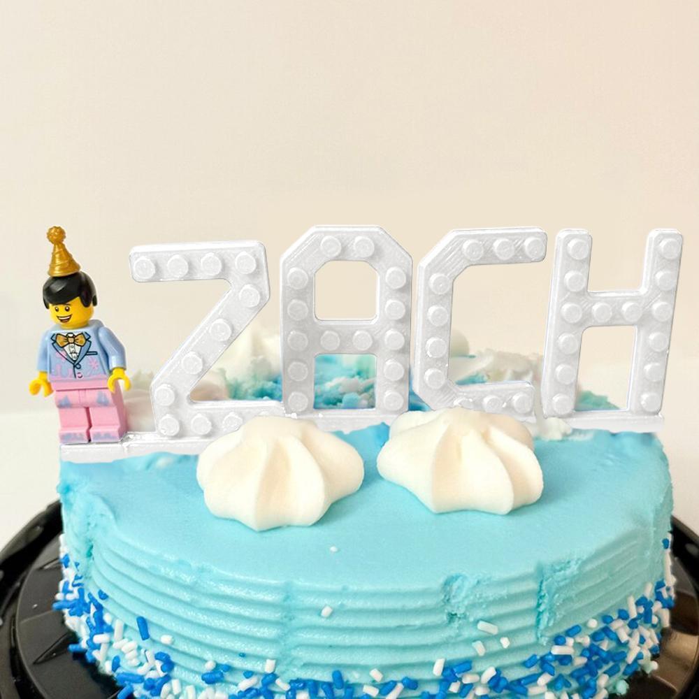 Custom Brick Birthday Topper Cake Set Custom Name Kid Birthday Cake Decor Minifigs not included