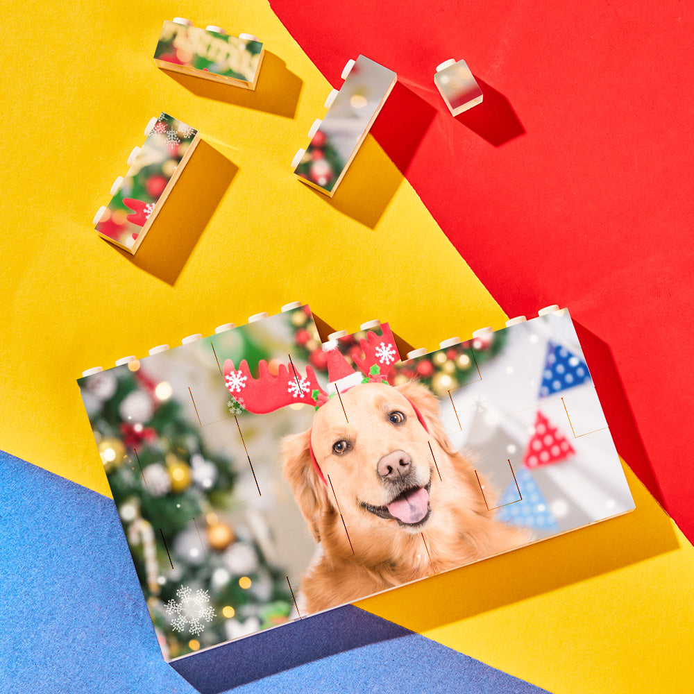 Personalized Horizontal Multicolor Building Bricks Photo Block Christmas Gifts