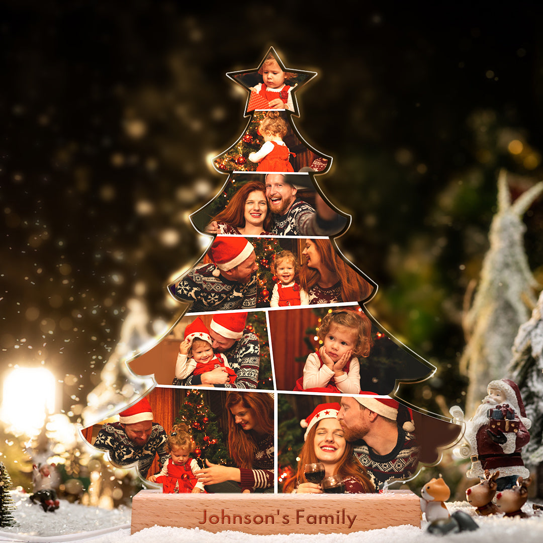 Christmas Gifts Family Tree Custom Photo Night Light Christmas Tree Personalized Engraved Night LightValentine's Day