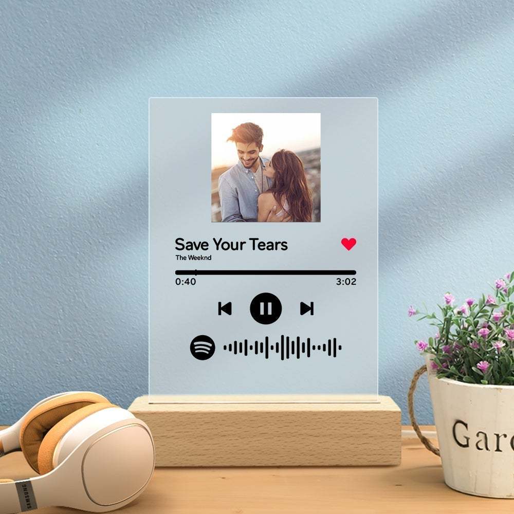 Custom Spotify Code Acrylic Music Plaque Night Light Spotify Art Glass Lamp
