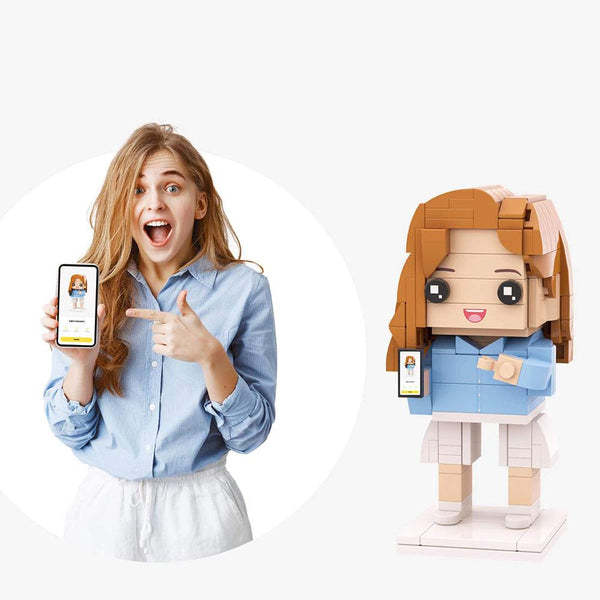 Gift For Her Fully Body Customizable 1 Person Custom Brickheadz Small Particle Block Man - MyPhotoWallet