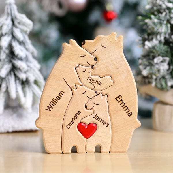 Wooden Puzzle Bears Puzzle Custom Family Names Puzzle Gifts for Kids - NameNecklace - myphotowallet