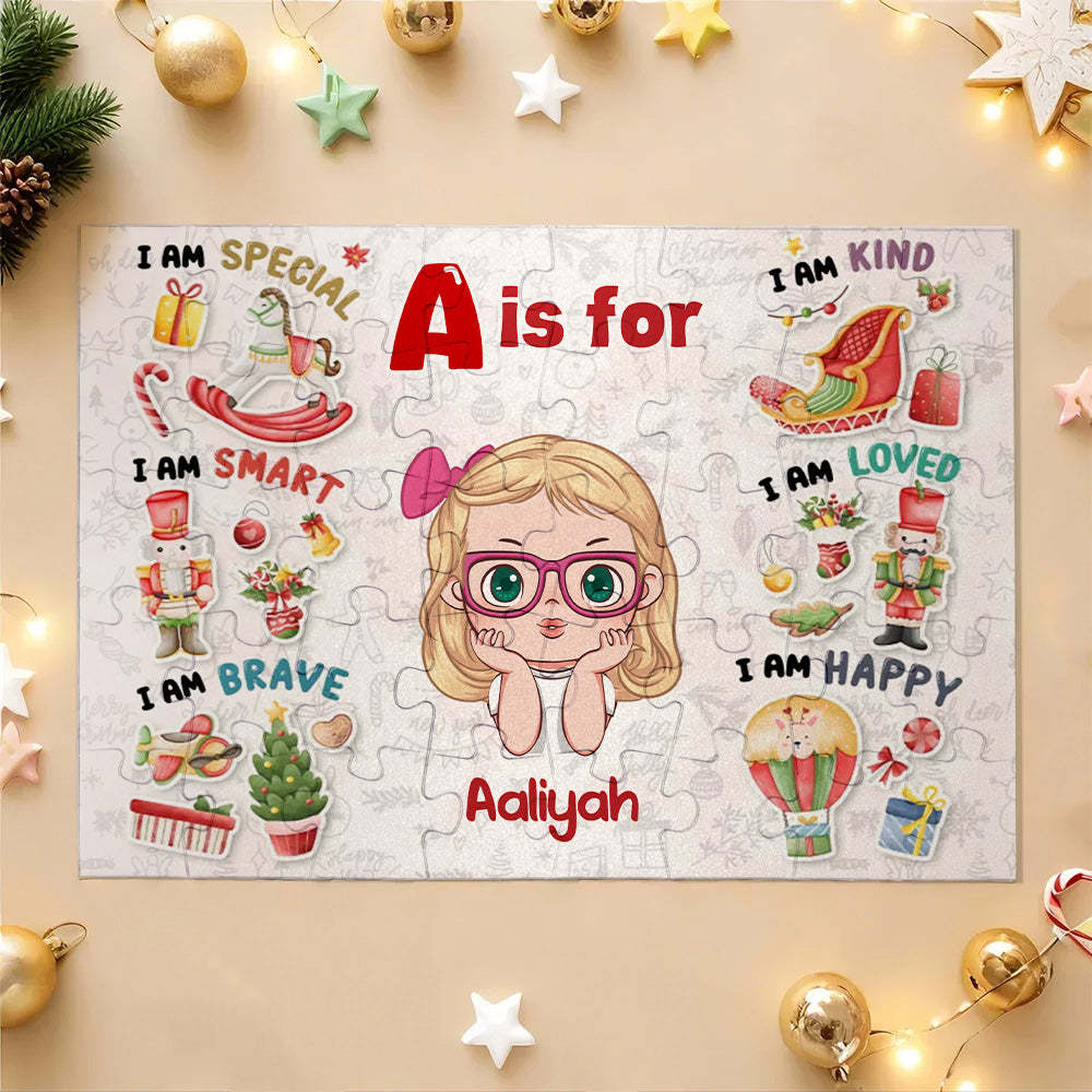 Jigsaw Puzzle Personalized - Playful Christmas Kid Puzzle - Gift For Kids, Grandkids - Personalized Puzzle Christmas Gifts -