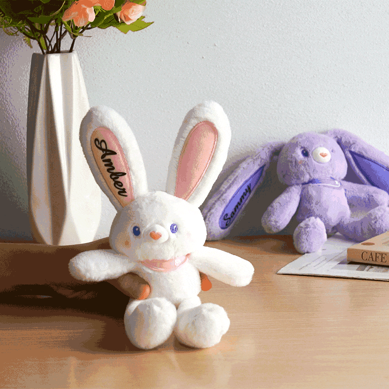 Personalized Name Pull-up Rabbit Plush Toy Keychain Birthday Gifts for Kids