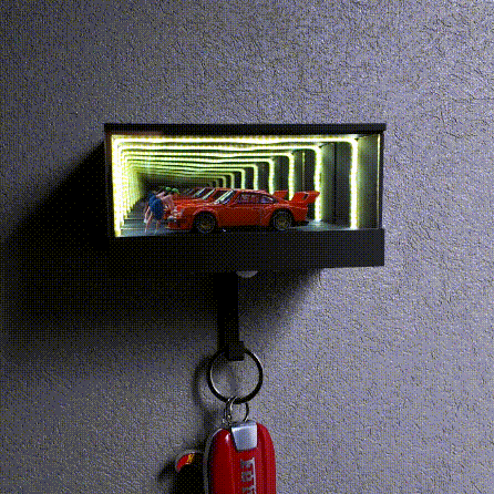Mini Garage Light-up Keychain Holder Suitable for 1:64 Scale Cars, Perfect for Wall Display, Perfect Gift for Car Lovers - 
