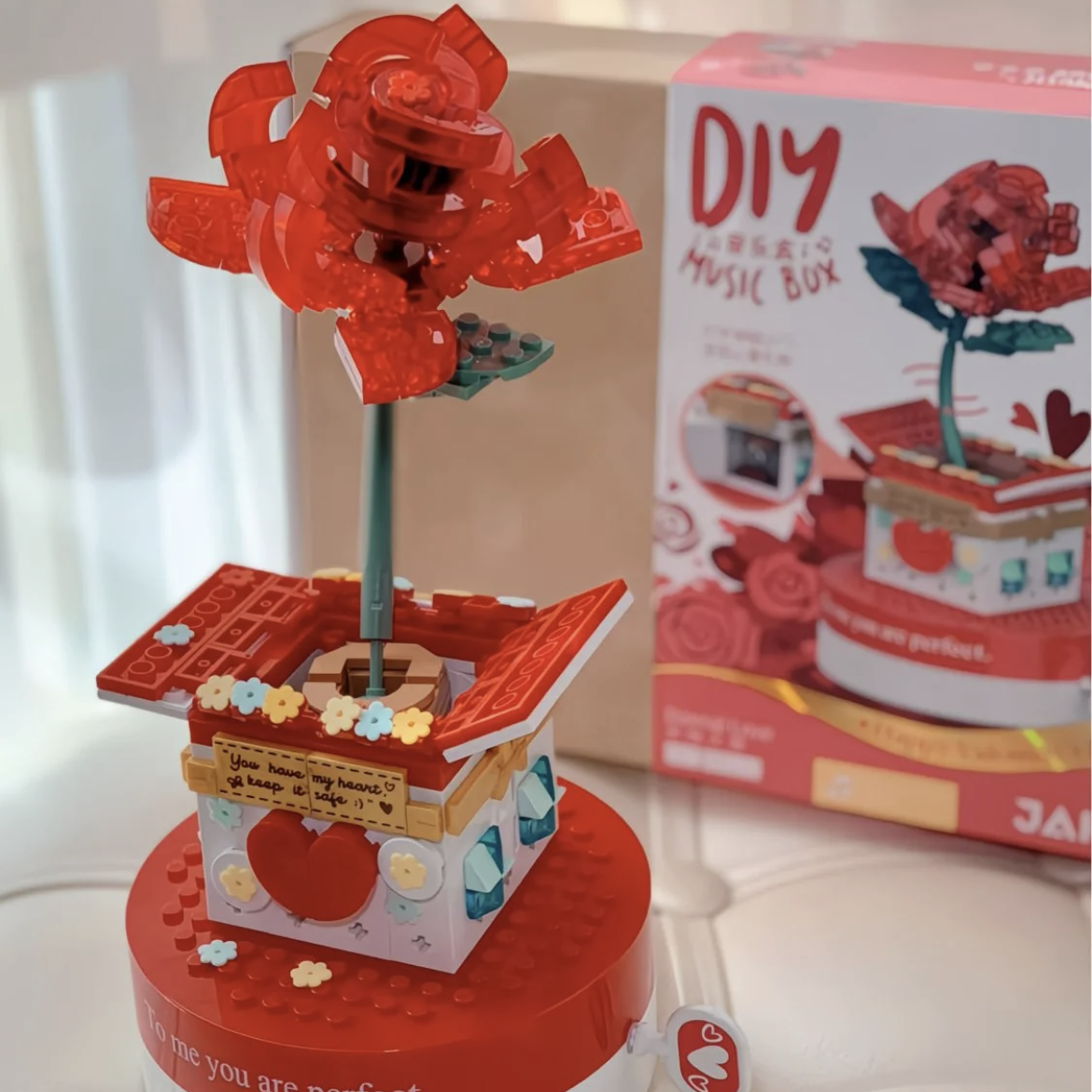 Buildable Rose Music Box A Forever Bloom for the One You Love 374pcs -