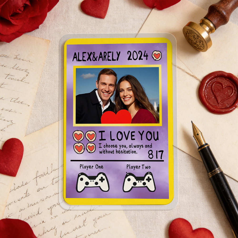 Personalized Valentine’s Day Power Couple Card, Custom Anniversary Card Couple Photo Anime Style, Best Valentine's Day Gift for Lover