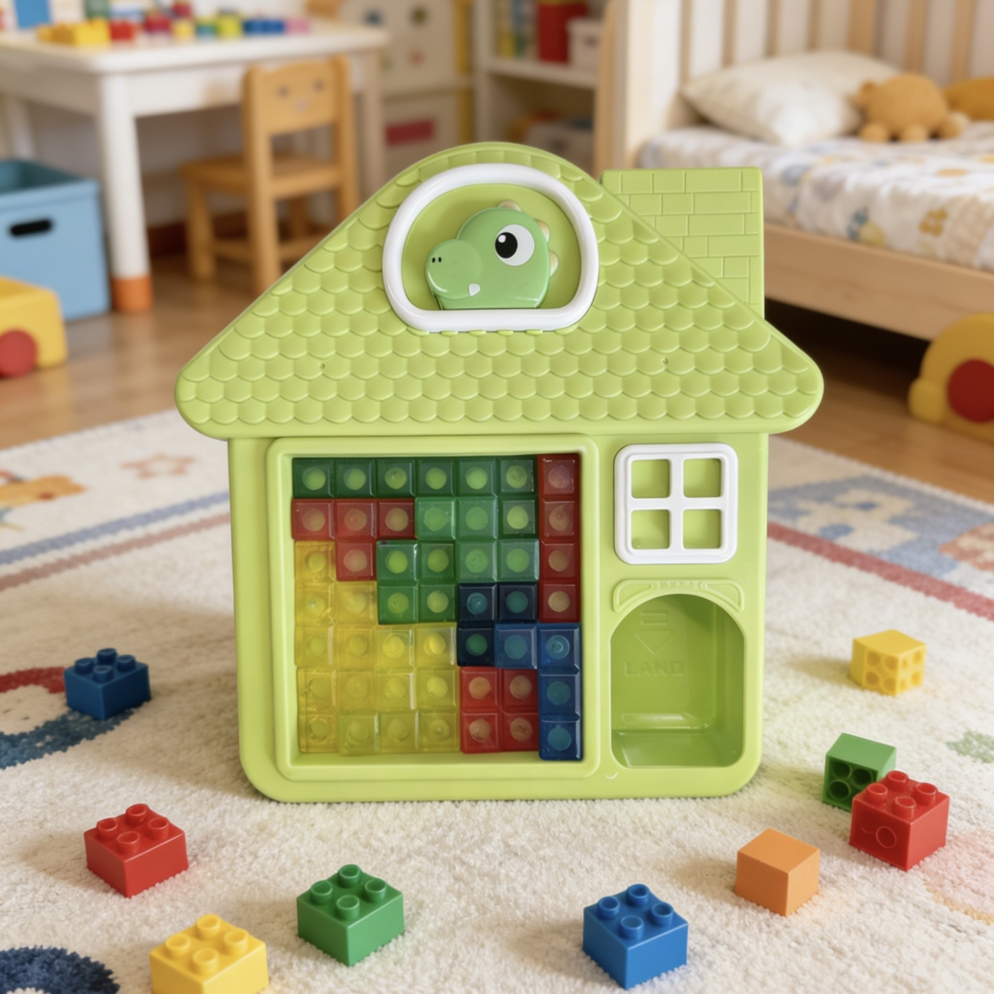 Dinosaur House Puzzle Sensory Toy, Soft Building Blocks Matching Game for Kids Learning & Fine Motor Skills