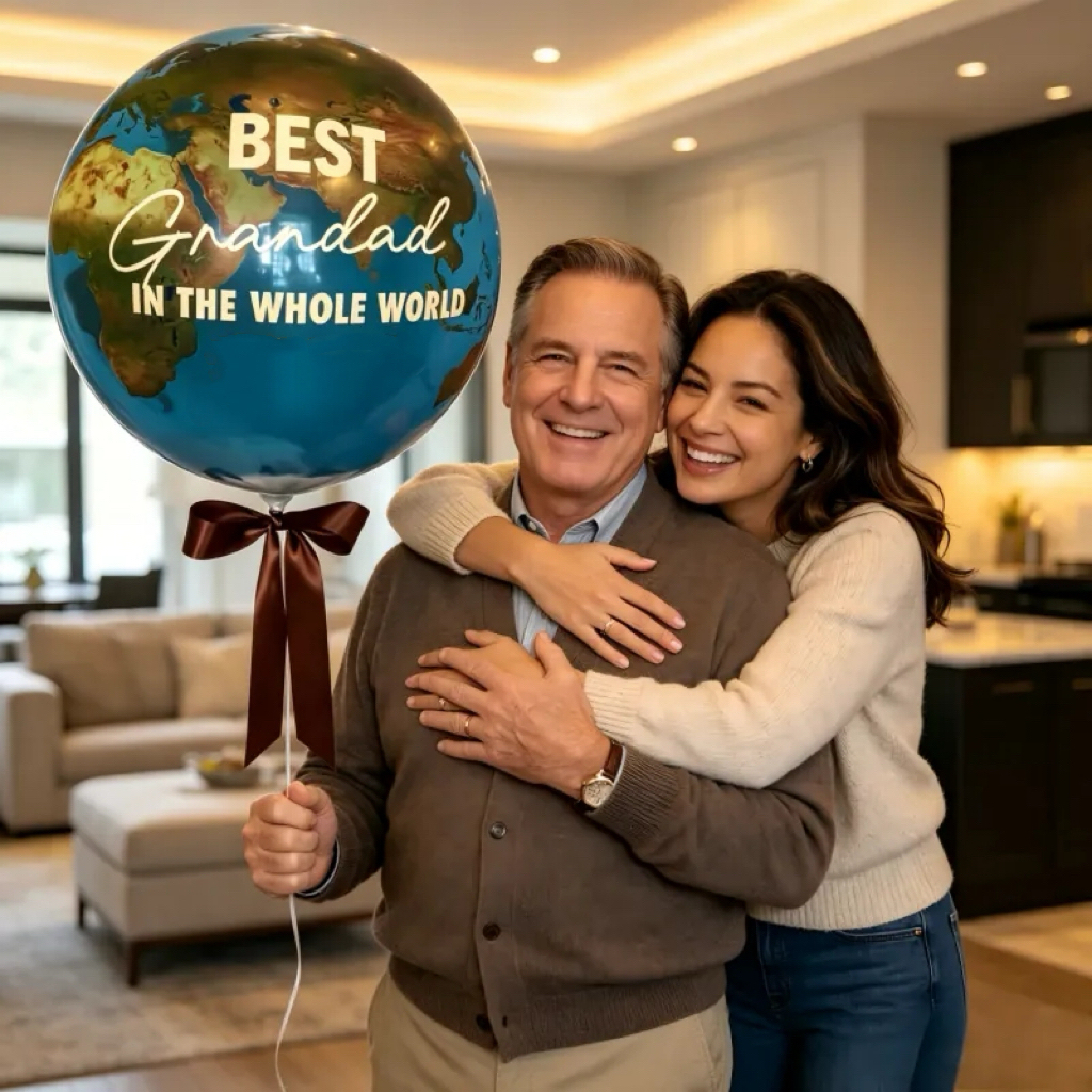 Best Dad In The Whole World Balloon Personalized Earth-Shaped Balloon Set Father's Day Gift for Dad or for Grandpa