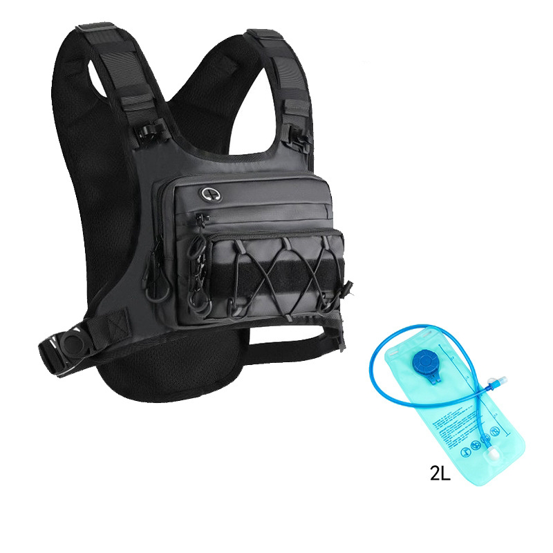 Running Vest for Men with 2L Water Bladder Tactical Hydration Backpack Adjustable Lightweight Chest Pack for Marathon Hunting Cycling